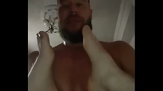 A Russian man fucks a scrounger and licks his feet